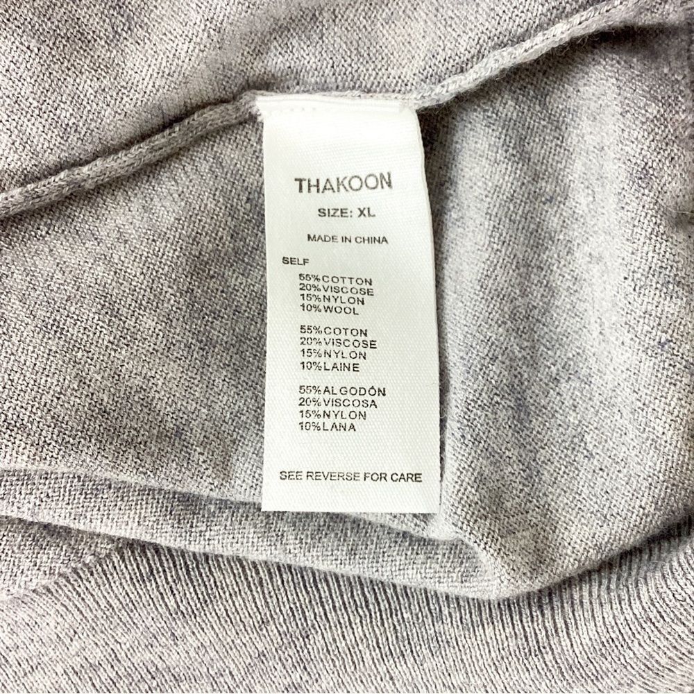 THAKOON Size XL NWT V-neck Sweater LH Light Heather Gray Lightweight Pullover - Picture 8 of 10